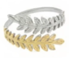 Anillo de acero quirurgico bicolor espigas de trigo